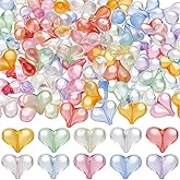 SOFPLATE 100Pcs 10 Colors Heart Shaped Acrylic Beads Plastic Heart Bead 22mm Transparent Valentines Love Charms Crystal Loose Spacers for Jewelry Making Diy Crafts Earrings Necklaces Bracelet Supplies