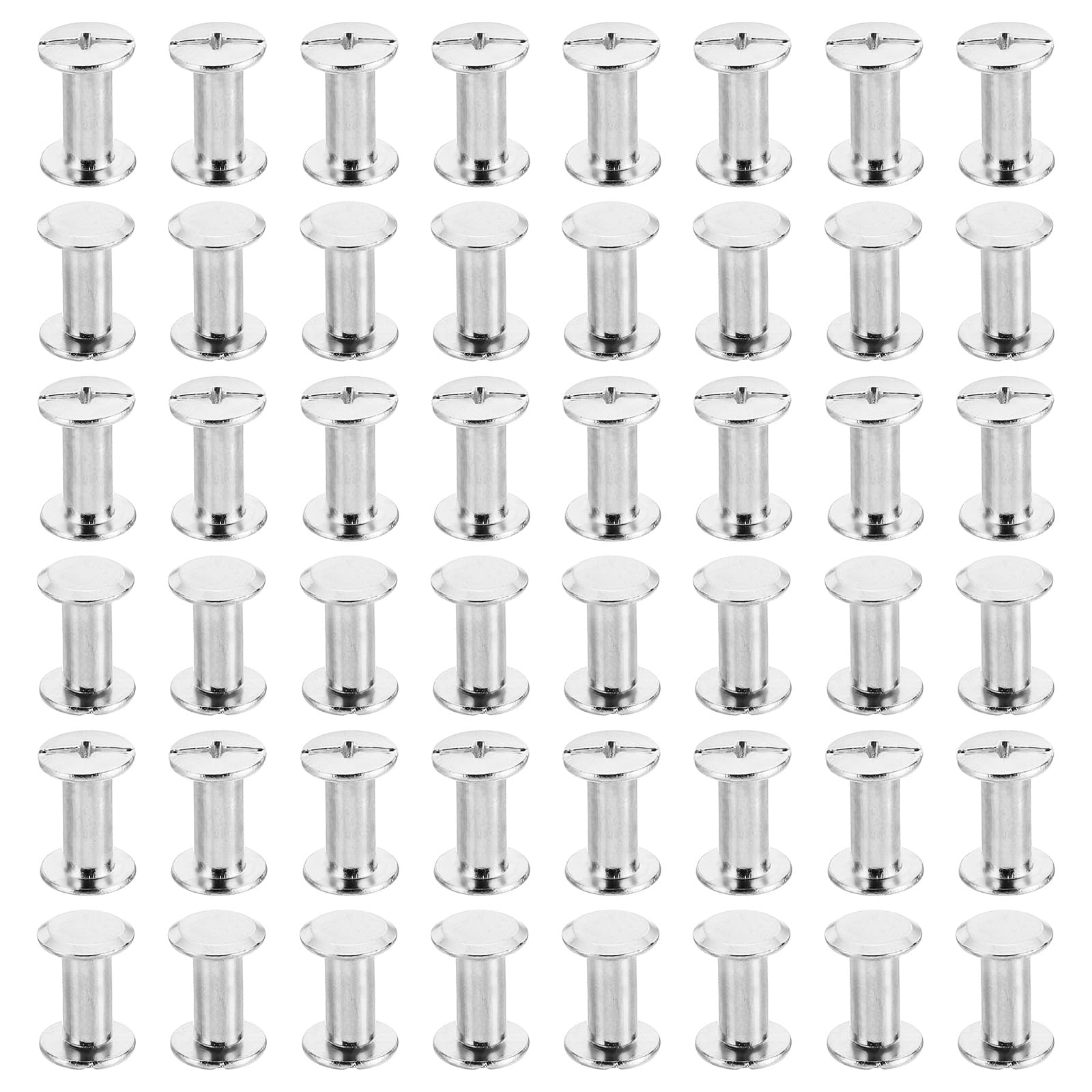 PATIKIL M5x12mm Chicago Screws, 50 Sets Chicago Screws Phillips Binding Post Screw Bolts Leather Rivets Brass Fasteners Connectors Steel for Leather Belt Scrapbook Photo Albums, Silvery