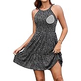 V FOR CITY Women Built-in Bra Summer Dress with Pockets 2026 Halter Sundress Beach Vacation Casual Tank Dresses