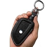 CISUI Leather Key Fob Cover Case, Keychain Shell, Compatible for BMW 2 5 6 7 X1 X2 X3 X5 X6 Series(Black)