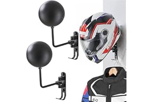 Helmet Holder 2 Pack, Motorcycle Helmet Rack, Helmet Stand Wall Mount Drilling or No Drilling Motorcycle Helmet Hanger 180 De