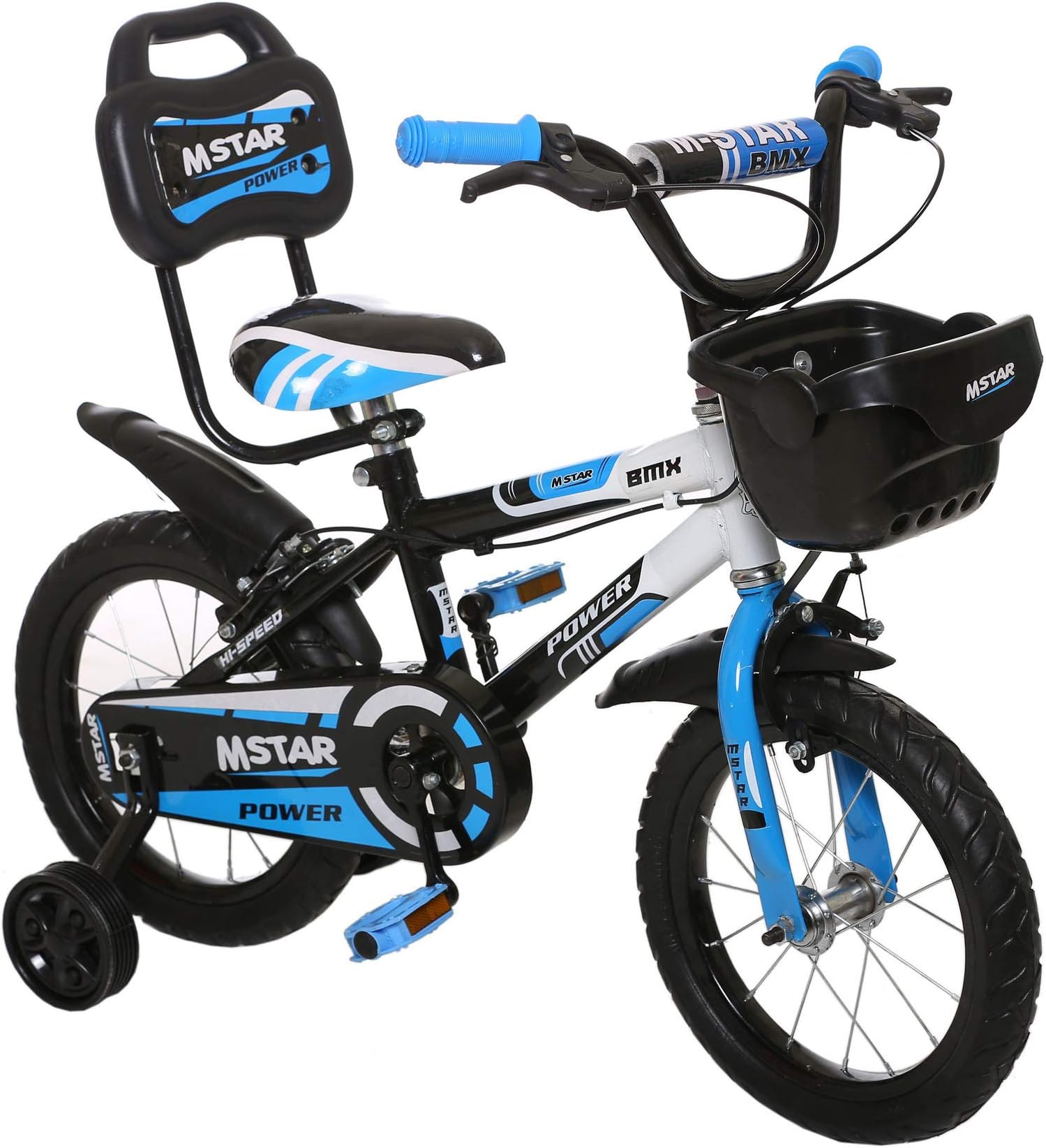 Outplayo™ Bikes M.Star™ Power Bicycle for 3 to 5 Years Kids,14 inches (Blue White Black)