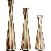 Taper Candle Holders Metal Candlestick Holders Set of 3 Table Mantel Decorative Candle Stand for Dinning,Party,Wedding,Home Decor(Gold)