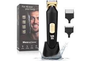 Lanumi Manscape Body Hair Trimmer for Men Electric Ball Trimmer Groin Groomer Wet Dry Public Shaver with LCD Display & Rechargeable Dock