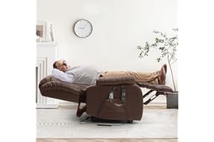 MEROUS Dual Motor Large Power Lift Recliner Chair for Elderly with Heat and Massage, Lay Flat Lift Chairs Recliners for Seniors Infinite Position, USB Ports&Remote Controls, Genuine Leather (Brown)
