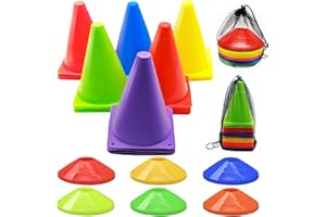 TIALERO Soccer Cones Set, 84/42Pcs 7"/9" Cones Sports + Disc Cones, Cones for Sports with Carry Bag, Training Cones, Soccer Cones for Training, Plastic Soccer Cones for Drills