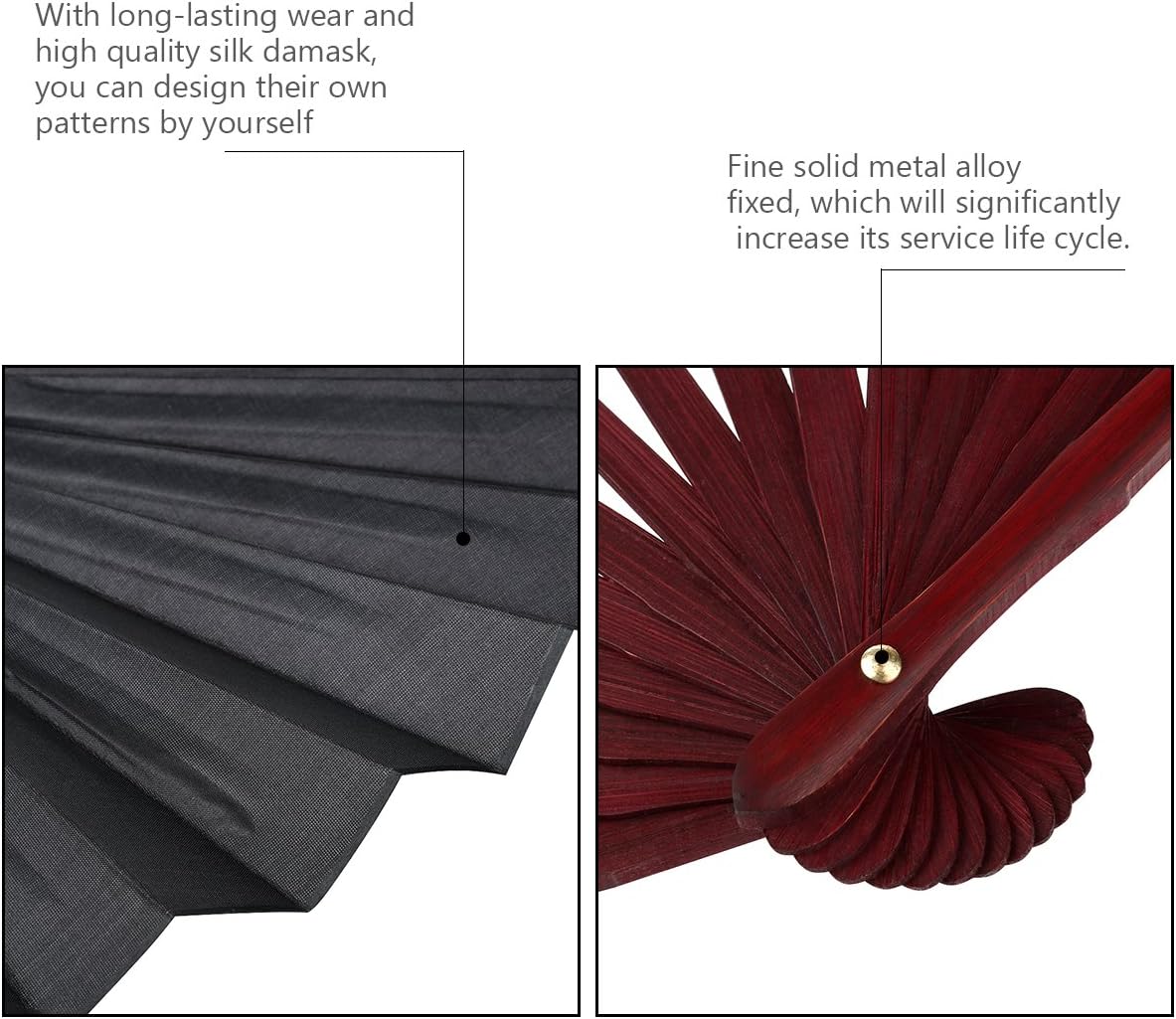 FENICAL Hand Fan Men Hand Held Fans Wedding Party Gift (Black) - Image 4