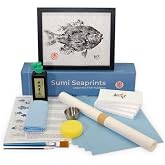 DIY Fish Printing Kit - Taxidermy Alternative &amp; Unique Fishing Gift for Anglers - Complete Gyotaku Art Set: 16"x120" Washi Rice Paper, Sumi Ink &amp; Brushes from Sumi Seaprints