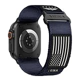 Rugged Nylon for Apple Watch Band for Men Series 11/10/9/8/7/6/SE/5/4/3/2/1 iWatch Bands Man,Soft Woven Adjustable Stars-Stripes Flag Wristbands Strap for Apple Watch SE 3/2/1 42mm 41mm 40mm 38mm
