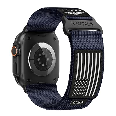 Rugged Nylon for Apple Watch Band for Men Series 11/10/9/8/7/6/SE/5/4/3/2/1 iWatch Bands Man,Soft Woven Adjustable Stars-Stripes Flag Wristbands Strap for Apple Watch SE 3/2/1 42mm 41mm 40mm 38mm