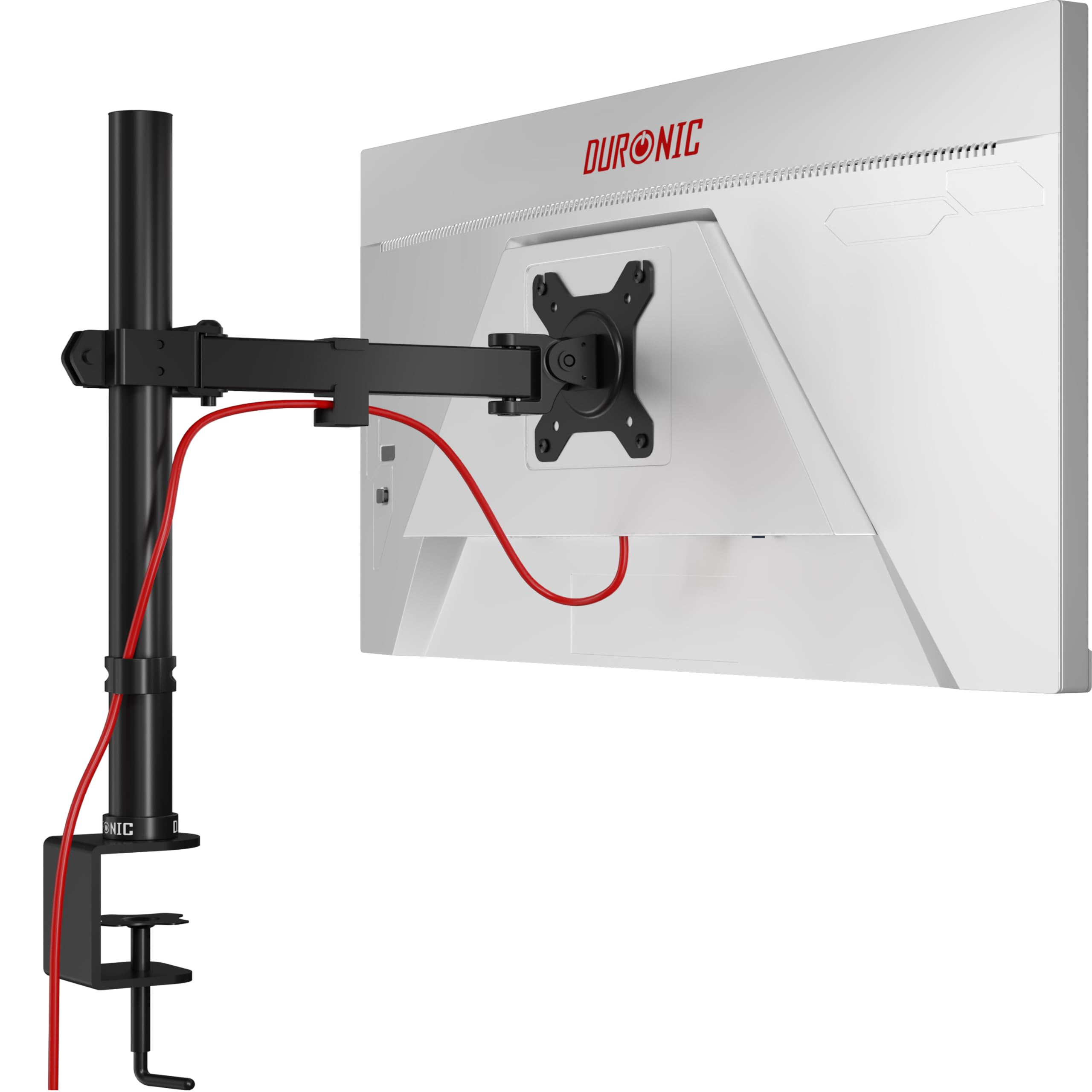 Duronic Single Monitor Arm Stand DM151X2 PC Desk Mount Brackets Height Adjustable Computer Arms for 13-32” LED Desktop Screen VESA 75/100 Mounts for Home Office Work