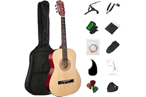 BESYOU Acoustic Guitar 38" Wood Guitar with starter kit-Travel Gig Bag, Tuner,guitar pick with Beginner Set for Kids/Adults -Natural