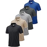 MAGCOMSEN 5 Pack Mens Polo Shirts Short Sleeve Dry Fit Moisture Wicking Golf Polos Performance Casual Collared Shirts