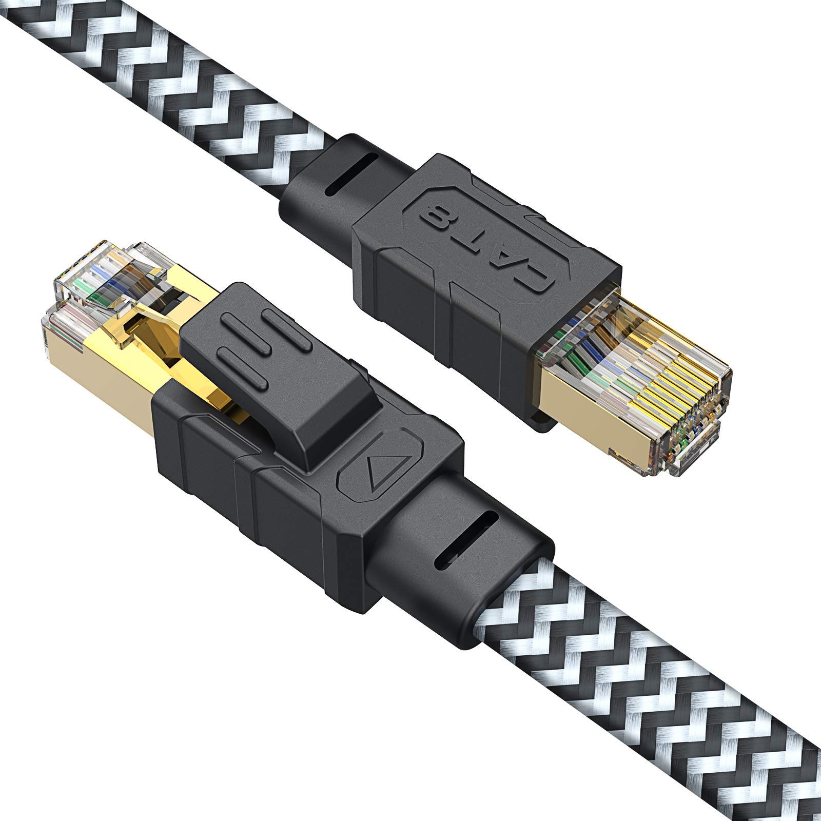 CAT8 Ethernet Cable 100ft, Aifxt Braided CAT 8 High Speed 40Gbps 2000MHz SFTP Flat Internet Network 