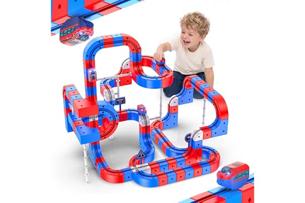 Betheaces 72PCS Electric Train Track Set Gift for Kid 3 4 5 6 7 8 Years Old | Gravity-Defying 3D DIY STEM Building Toy for Ag