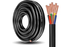 YDDECW 7 Way Trailer Wire - 14/7 Heavy Duty 10FT 100% Pure Copper 7 Wire Trailer Cable 14 Gauge 7 Conductor Wiring Extension Cable Insulated Cable for Rv Trailer and Automotiv