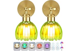 SENLUYI Battery Operated Wall Sconce with Remote Control, Wireless Wall sconces Set of Two with 7000mAh Dimmable Magnetic RGB Bulbs, Rechargeable Wall Light for Bedside Bedroom Living Room Hallway Wall Decor