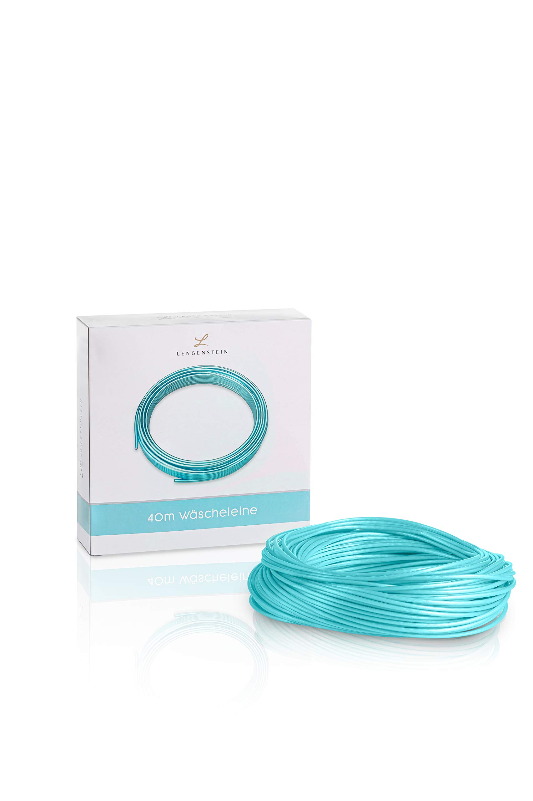 Lengenstein 40m Tear-resistant Polyester Core Washing Line, 3mm Diameter, Weatherproof, Turquoise