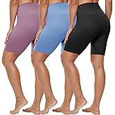 HLTPRO 3 Pack Plus Size Biker Shorts with Pockets for Women (S-4XL)- 8"/5"/3" High Waist Tummy Control Shorts for Yoga