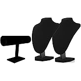 Comelyjewel 3pcs/pack Necklace Holder & Jewelry Organizer - Black Velvet 1 Row Bracelet Holder & 9" Necklace Display Stand & Jewelry Organizers and Storage Solution for Fashion Accessories