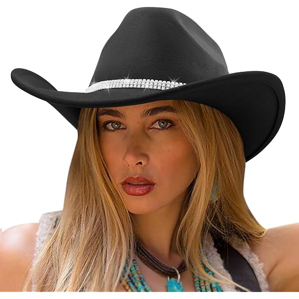 Funky Junque Suede Cowboy Hat for Women, Black Tejana, Wide  display picture 2