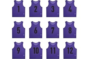 SHIJIXING 12 Pack（1-12） Numbered Pinnies/Scrimmage Vest/Team Practice Jerseys for Basketball, Soccer, Football