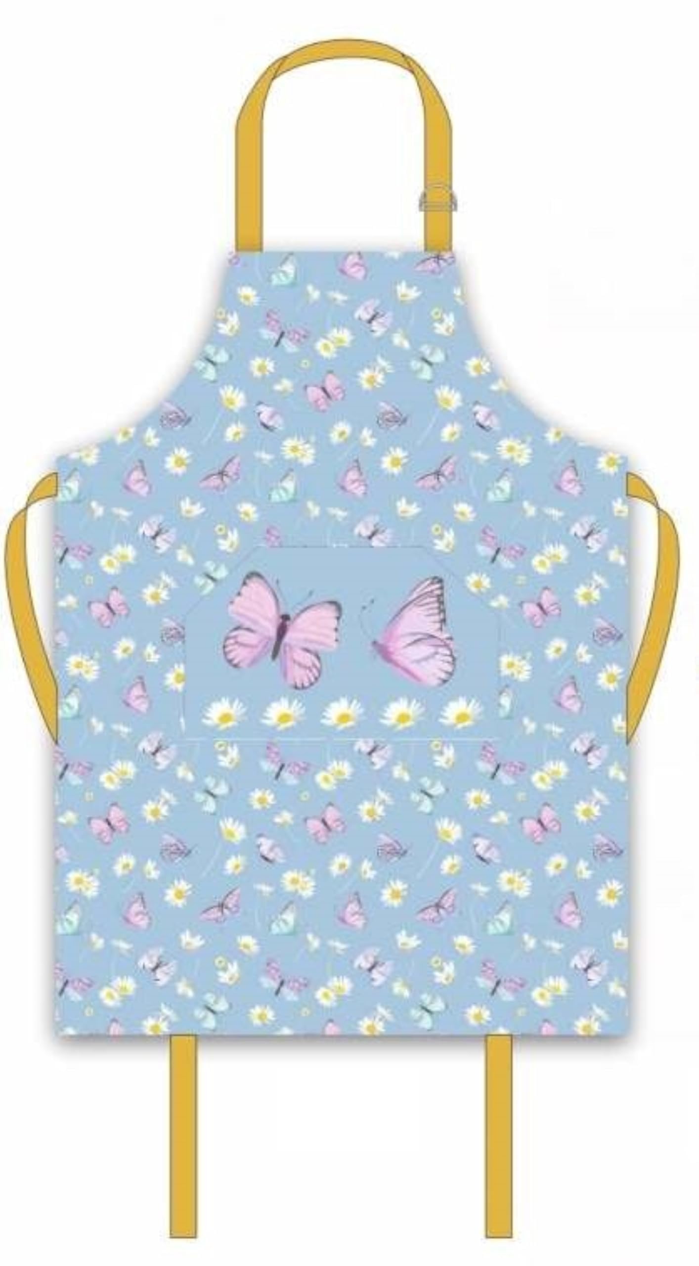 SiXsigma Sports Cooking Chefs Apron With Double Oven Gloves - Quick Dry Kitchen Cotton Aprons For Cooking, Baking & BBQ Grill - Perfect Mothers Day Gifts For Baking Lovers (Butterfly)
