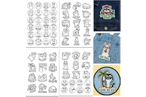 ORIGACH 4 Sheets A4 Large Water Soluble Embroidery Patterns, Stick and Stitch Embroidery Paper with Animal Designs, Hand Sewi