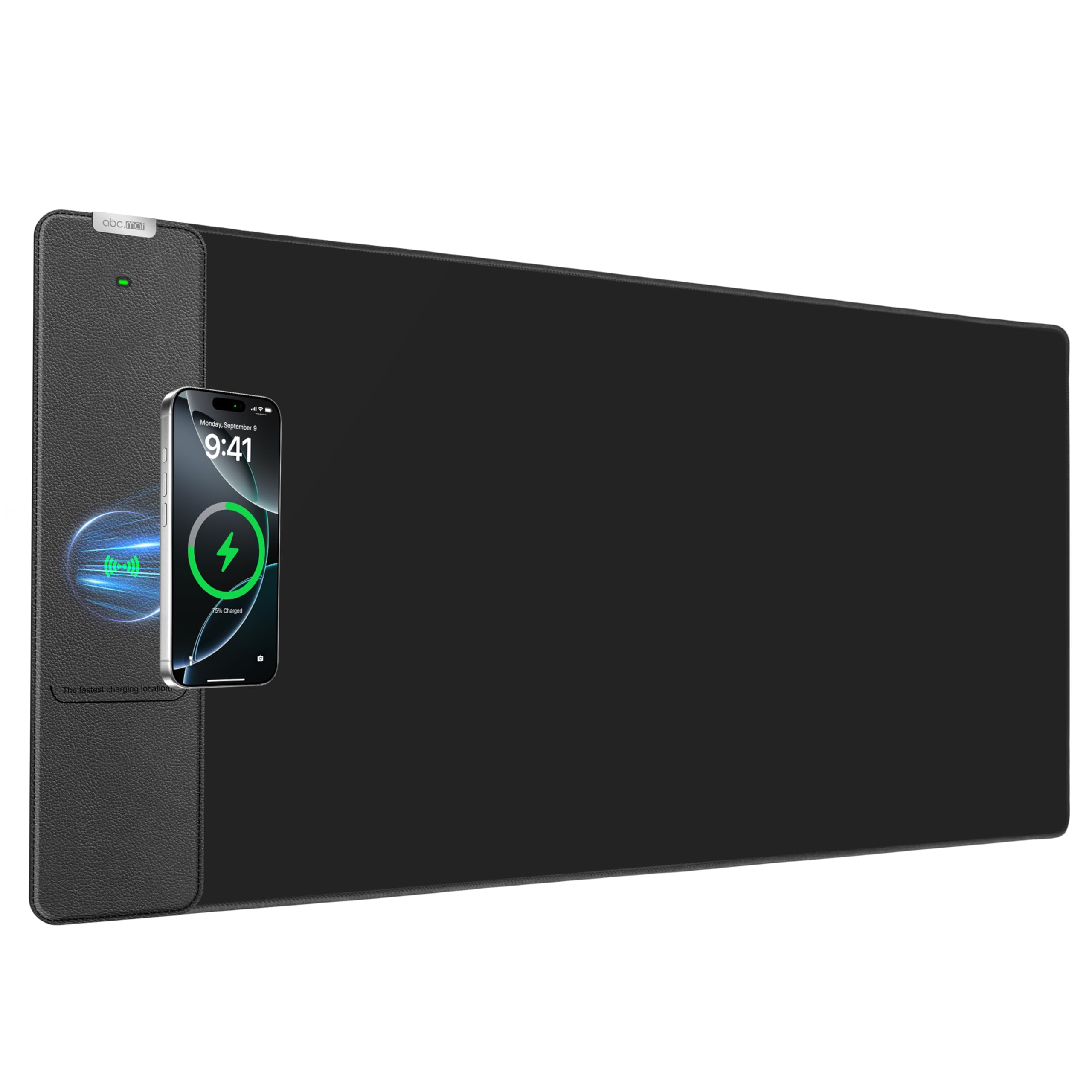 Photo 1 of abc.mat 2-in-1 Mouse Pad with Wireless Charging, Gaming Mouse Pad, 31.5"x15.8" Large Desk Mat for Laptop/Keyboard, Waterproof Smooth Surface, Non-Slip Base, No Adapter