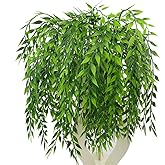 CATTREE Artificial Weeping Willow, Plastic Plants Greenery Leaves Fake Hanging Vine Faux Ivy Garland UV Resistant for Indoor Outdoor Garden Baskets Wedding Party Table Decor Decoration 4 Pack
