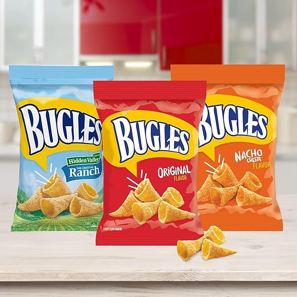 BUGLES ORIGINAL CRISPY CORN SNACKS, SNACK BAGS MULTIPACK, 10 CT, 8.75 OZ