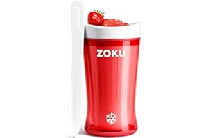ZOKU Jumbo Slush and Shake Maker, Compact Make and Serve Cup with Freezer Core Creates Single-Serving Smoothies, Slushies and Milkshakes in Minutes, BPA-Free, Red