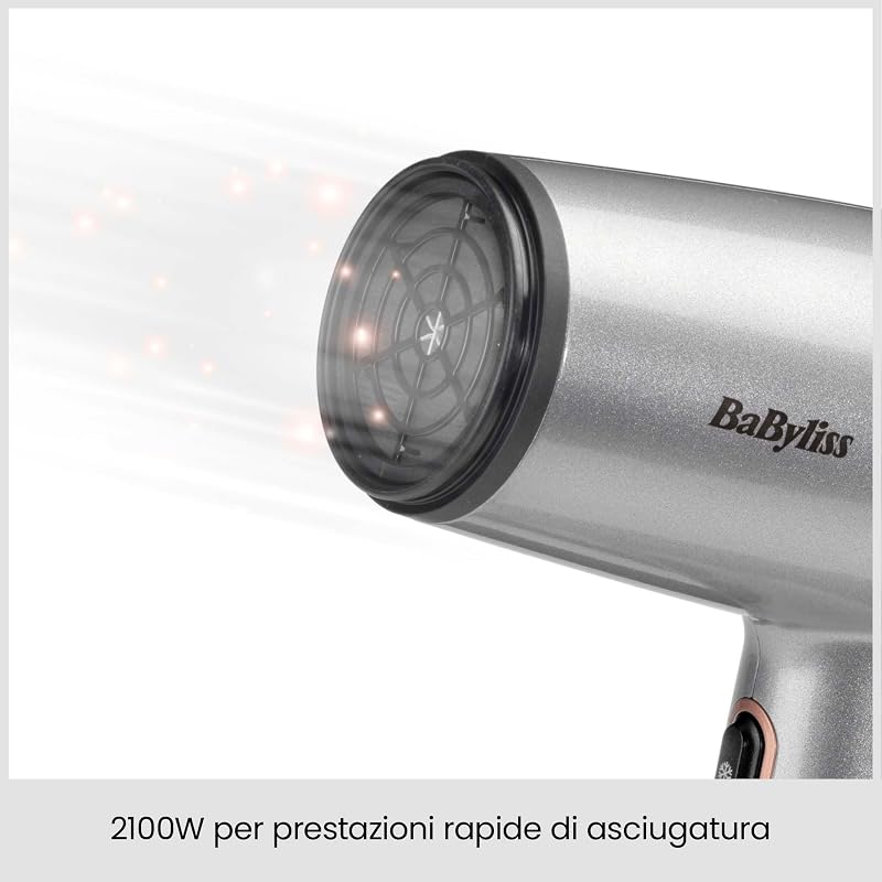 Cosmos Phon Capelli Leggero - Diffusore per Asciugacapelli, Potente ed Elegante da 2100W, Ionico Anti-Crespo, 3 Impostazioni di Calore e 2 di Velocità, Argento, D580DE