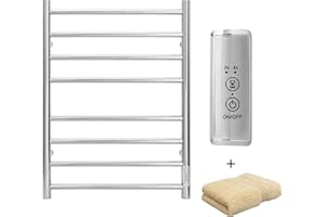 KEG Towel Warmer Wall Mounted with Built-in Timer 8 Bars Electric Stainless Steel Heated Towel Racks for Bathroom, Hot TW-8-PC Towel Warmer 8 bars polish chrome