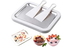 Rolled Ice Cream Maker, Instant Ice Cream Machine with 2 Scrapers, 304 Stainless Steel Freeze Plate for DIY Frozen Yogurt Sor