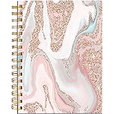 iampanda Spiral Journal Notebook,Strong Twin-Wire Binding with Premium Paper for Girl Women,60 Sheets A5 College Ruled Notebook/Journal,Perfect for School Office Home Gifts,Modern Rose Gold Glitter