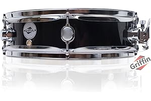 GRIFFIN Snare Drum – 13"x3.5" Poplar Shell with Black PVC Wrap, White Coated Head, Snare Strainer Throw Off & Drum Kit Use