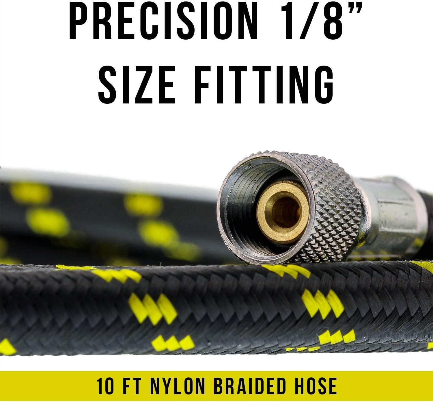 Master Airbrush Premium 10 Foot Nylon Braided Airbrush Hose with Standard 1/8" Size Fittings on Both Ends (Hose color may vary): Home Improvement