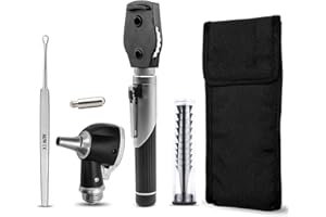 MJW Fibre Optic Mini Otoscope and Thermo Head Ear Scope with Light Examination Kit for Home Use
