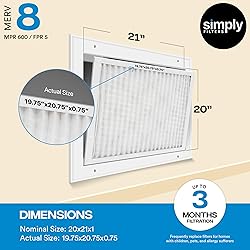 Simply 20x21x1 Air Filter, Merv 8, MPR 600, 6