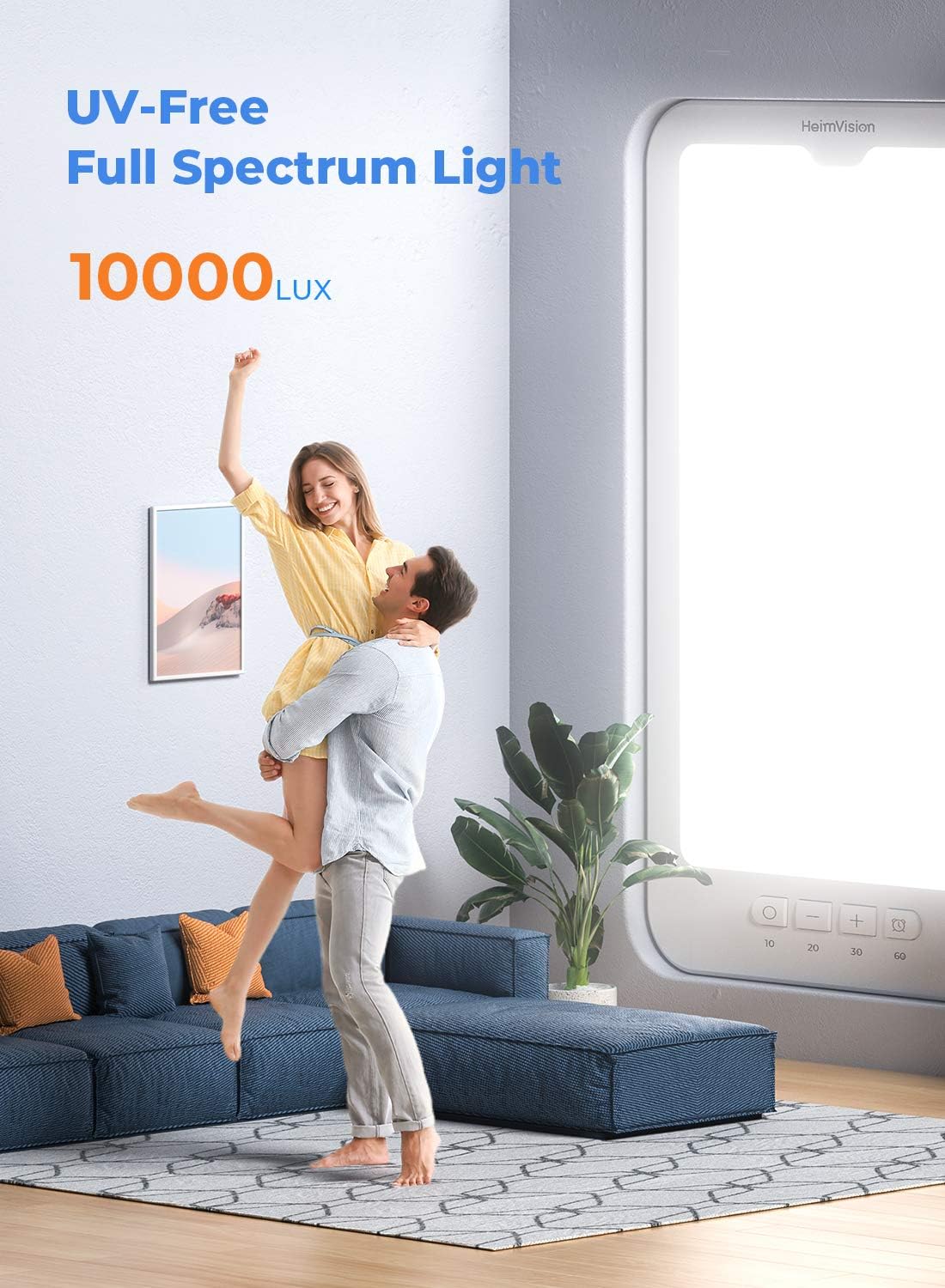Light Therapy Lamp, HeimVision UV-Free 10000 Lux Therapy Light, Touch Control with 3 Color Temperature, 5 Adjustable Brightness Levels, 4 Timer Function, Memory Function for Home/Office Use: Health & Personal Care