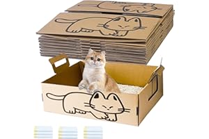 Gxsdj 9 Pack Disposable Litter Boxes for Cats,Extra Thick Portable Travel Litter Box with Waterproof and Leak Resistant Trash Bags,Large Cardboard Cat Litter Tray for Small Pets,16.5 x 13 x 5.9 Inch.