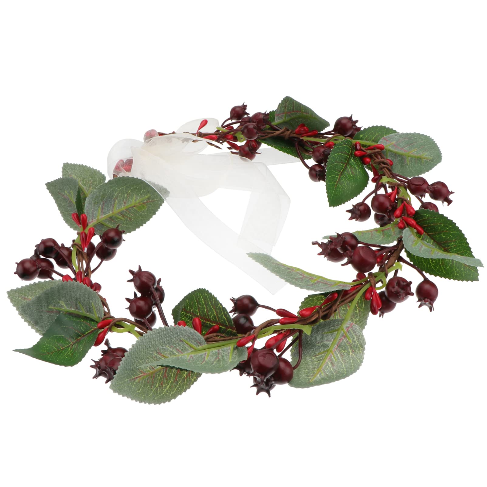 minkissy Christmas Flower Headband Adjustable Red Berry Hair Wreath Garland Summer Beach Floral Headpiece Elastic Hair Band for Xmas Wedding Party Decoration Color, M