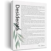Desiderata Literature Quote Canvas Wall Art Motivational Canvas Print Artwork Positive Canvas Painting Office Home Wall Decor Framed Gift 12x15 Inch