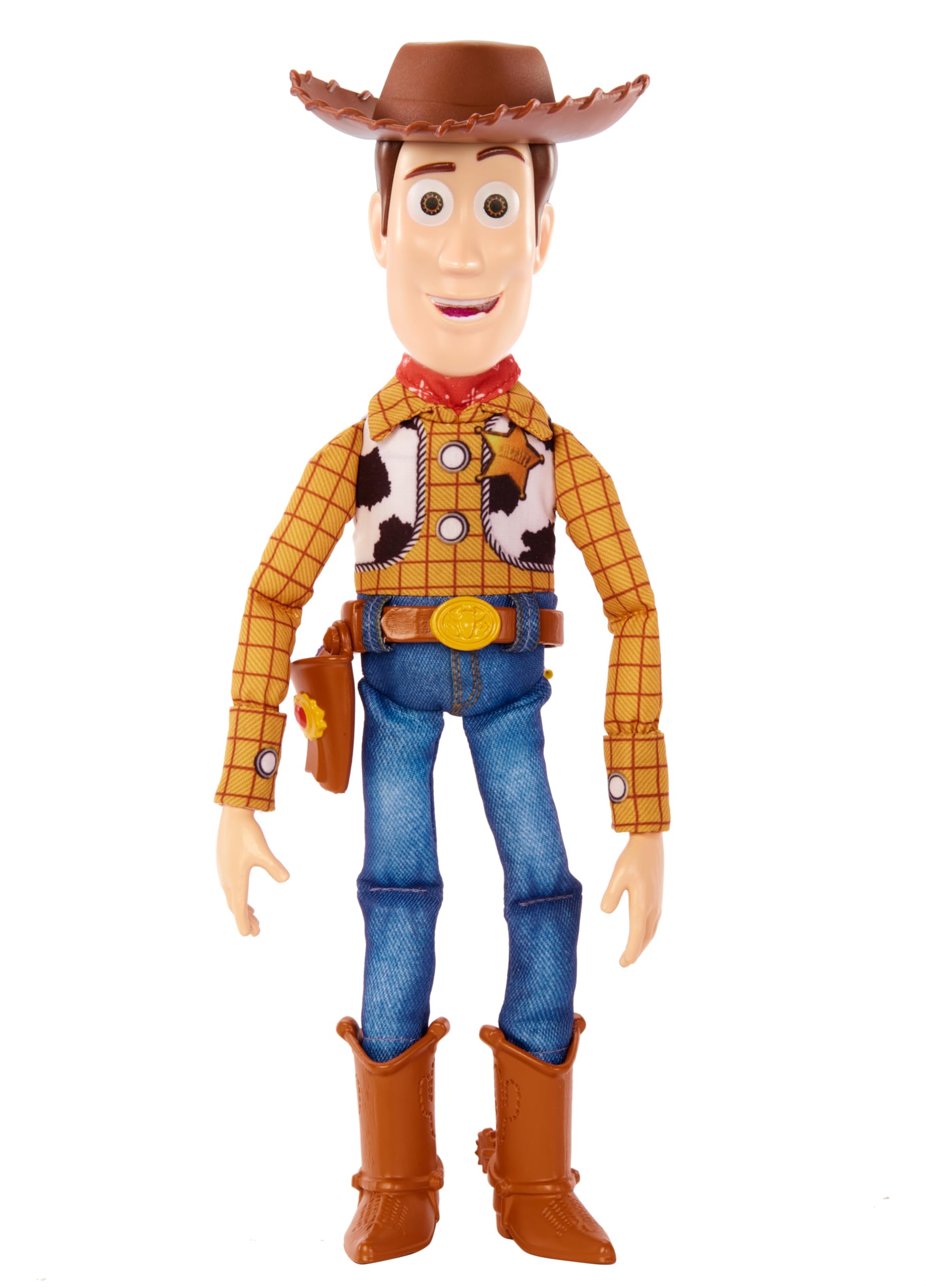 Mattel Disney Pixar Toy Story Roundup Fun Woody Large Talking Posable Figure, 12 Inches Tall with 20 Phrases Authentic Detail, Fabric Plush & Plastic, HFY35