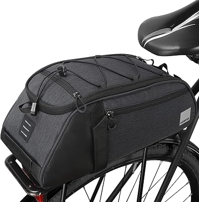 HOMPER Cycle Saddle Rear Rack Pannier Bag 8L Black 300D Polyester