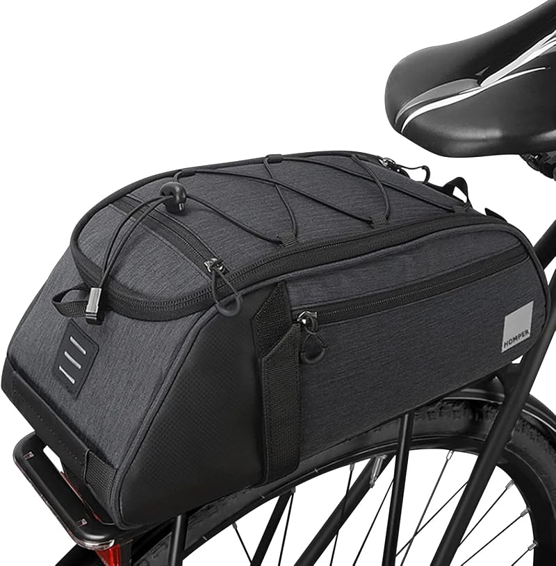HOMPER Cycle Saddle Rear Rack Pannier Bag 8L Black 300D Polyester