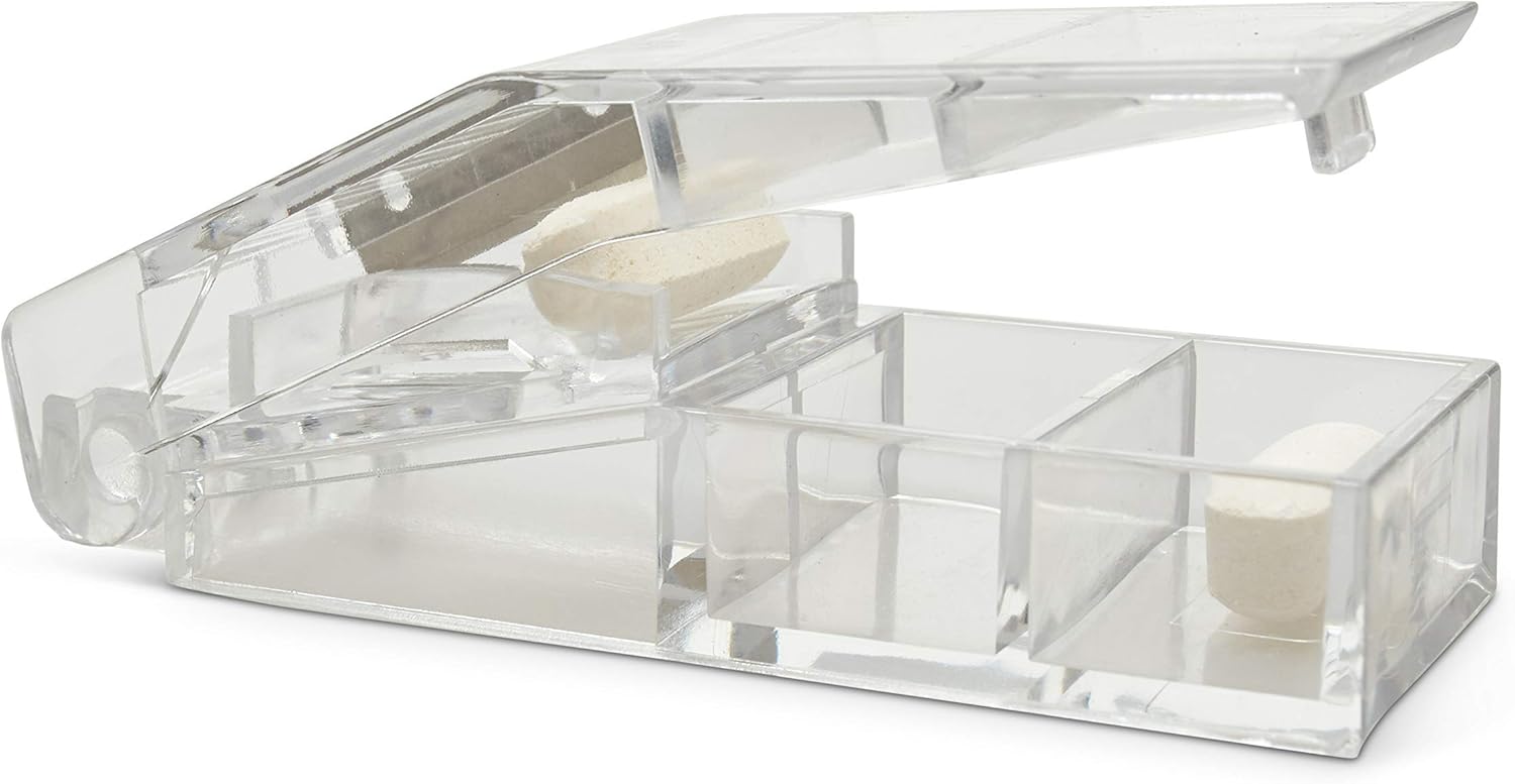 31-Day Color Coded AM/PM Pill Organizer and Vitamin Box Case with Free Pill Splitter & Travel Pill Box (31 Day): Health & Personal Care