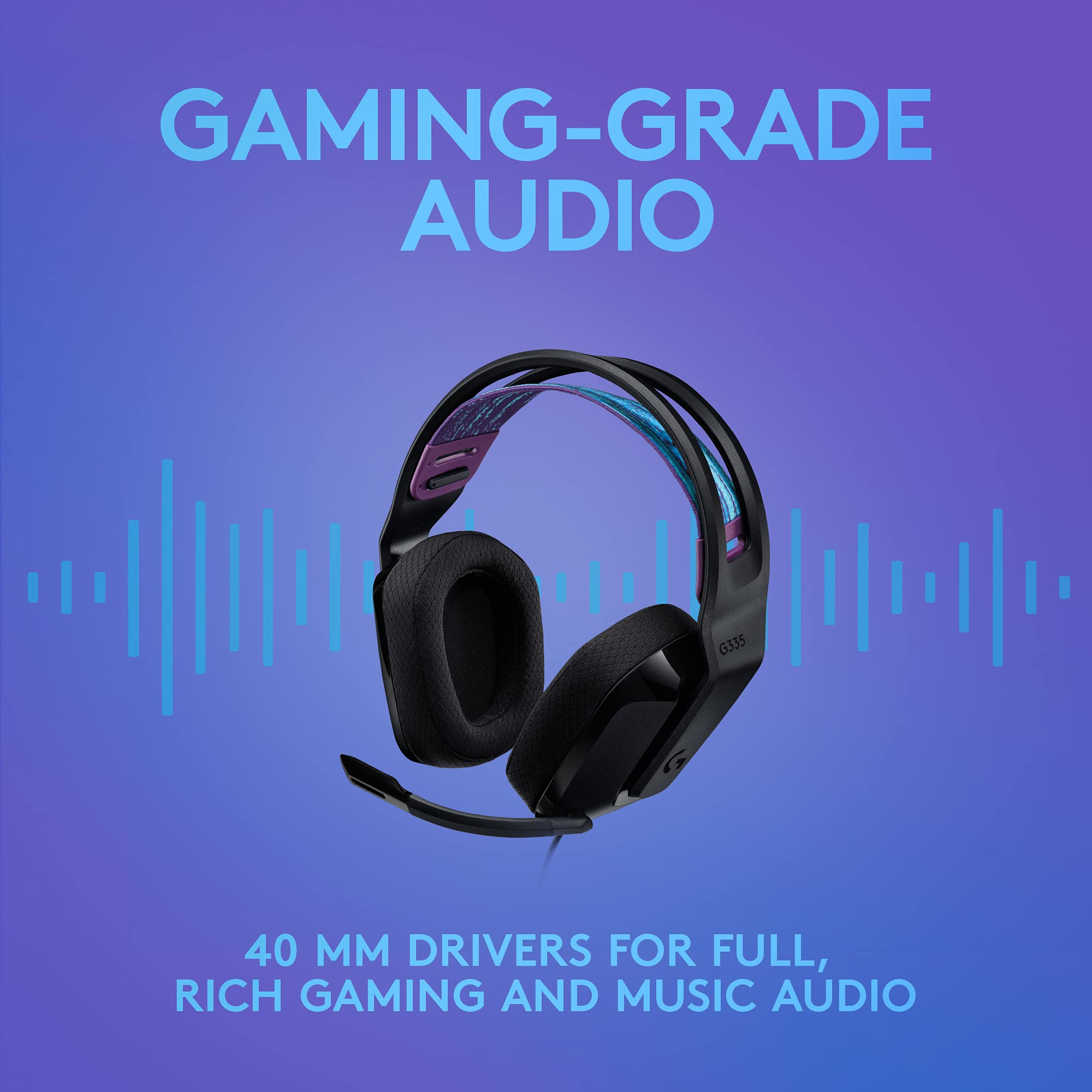 Logitech G335 Wired Gaming Headset, with Flip to Mute Microphone, 3.5mm Audio Jack, Memory Foam Earpads, Lightweight - Black