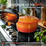 OVERMONT 28cm Enamelled Cast Iron Round Casserole Pot with Lid & Potholders view 5